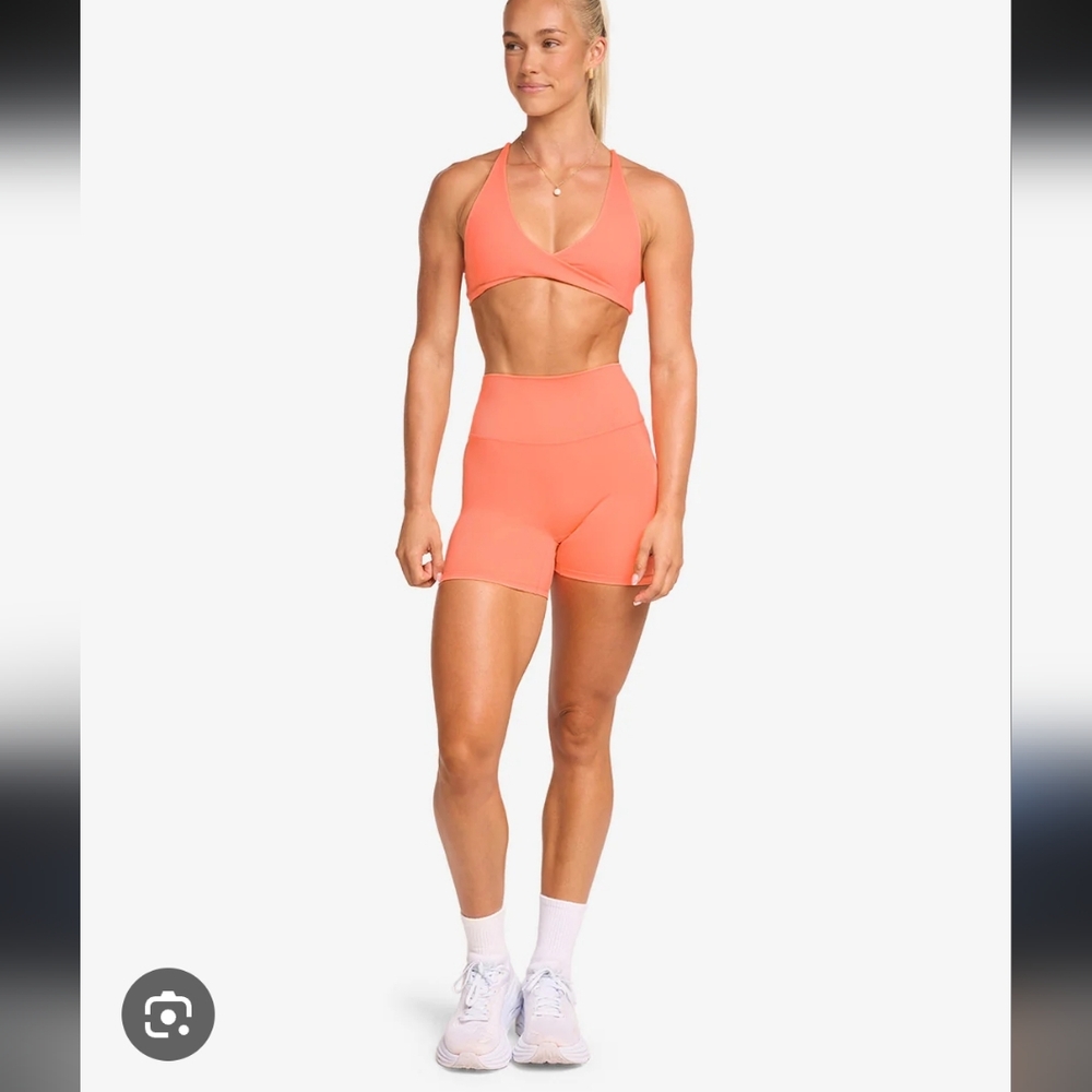 NWT orange aerie sports bra and athletic shorts set - Picture 2 of 8